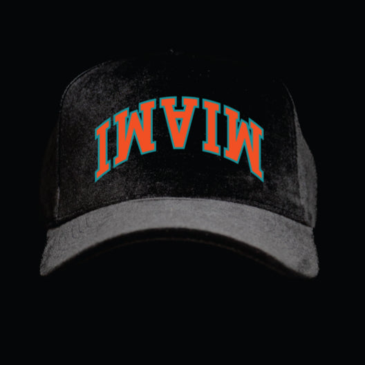 Black Miami Dolphin Theme Velvet Snapback