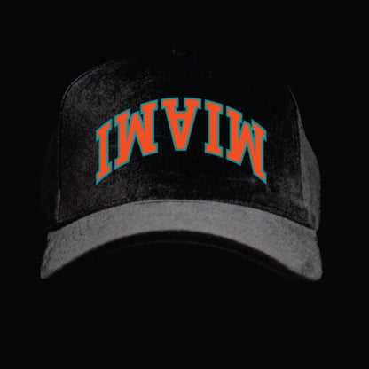 Black Miami Dolphin Theme Velvet Snapback