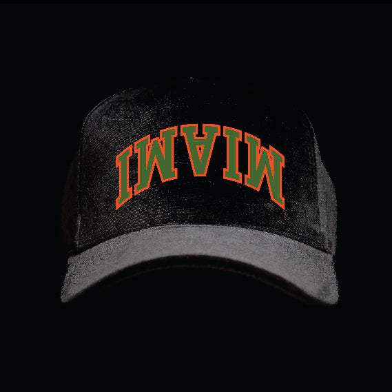 Black "Miami" Hurricane Theme Velvet Snapback