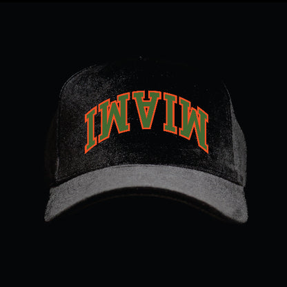 Black "Miami" Hurricane Theme Velvet Snapback