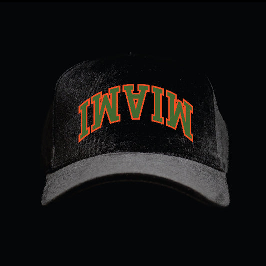 Black "Miami" Hurricane Theme Velvet Snapback